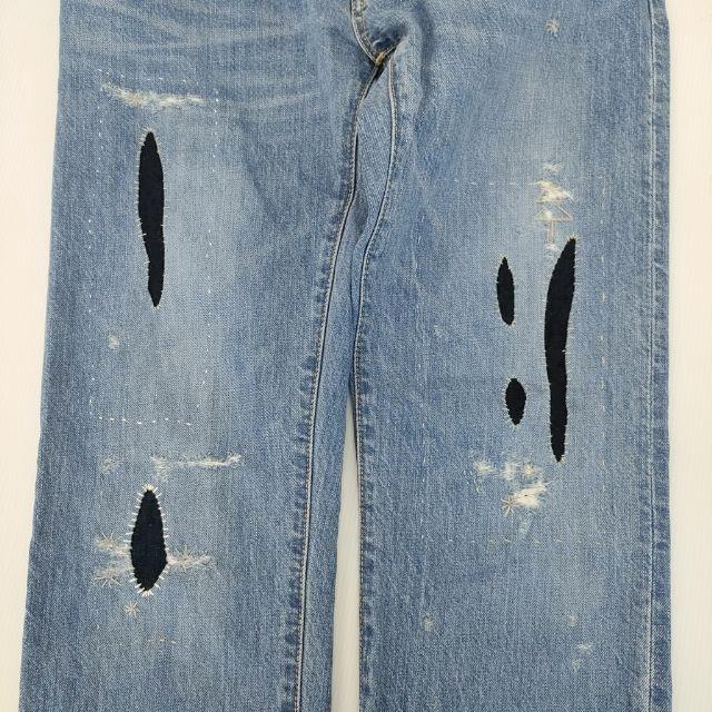 45R/45rpm おこめデニムの5 加工 再び リメイク 27 デニムパンツ ライトブルー フォーティーファイブアールピーエム【中古】4-0920G♪ 45R（フォーティファイブアール） 45R/45rpm おこめデニムのコイン5