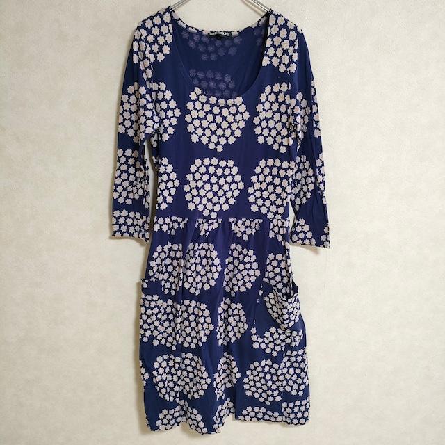 marimekko ワンピース Puketti チュニック 半袖 ブルー 36 【公式通販】