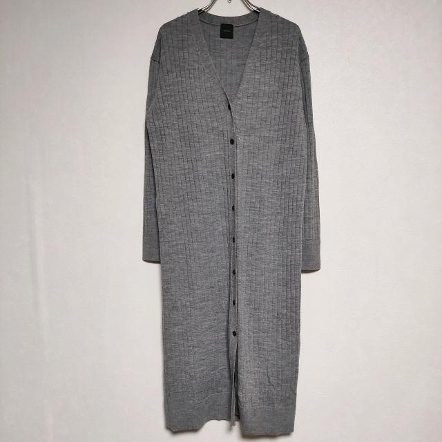 Spick and Span ウール リブニット ロング カーディガン グレー 