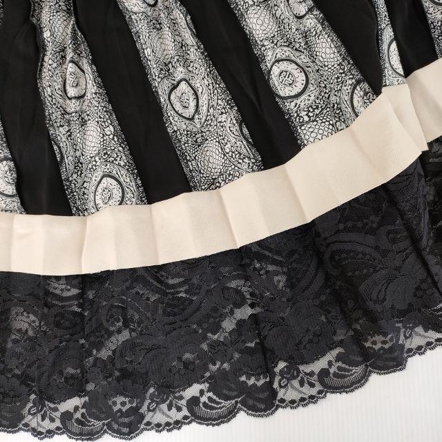 VIVIENNE TAM プリーツ 裾レース ロングスカート ブラック ホワイト 