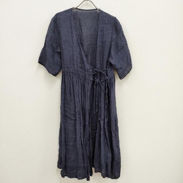 nest Robe 01162-1129 リネン インディゴ カシュクール ワンピース  