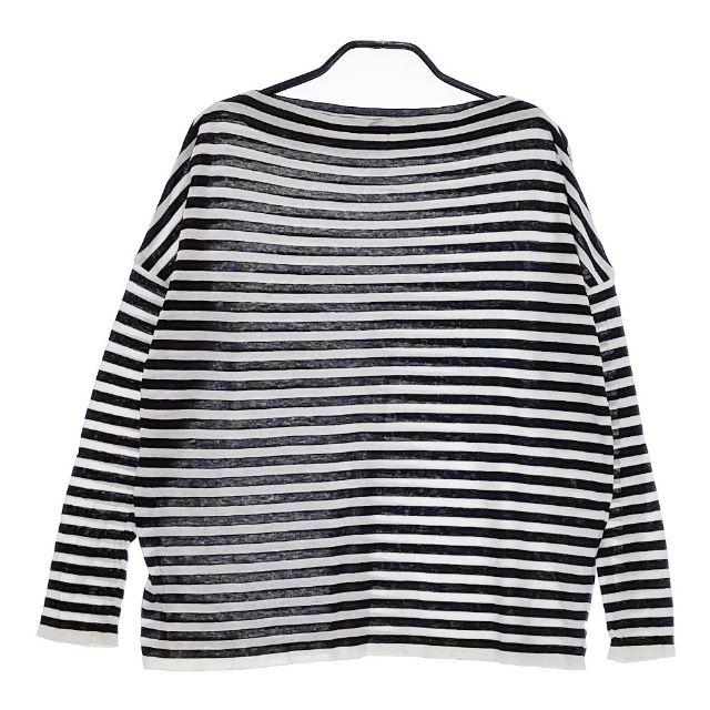 R&D.M.Co- ボートネック コットンボーダーニット ニットソー ニット ネイビー ホワイト レディース オールドマンズテーラー【中古】5-0410M∞ R&D.M.Co- ボートネック コットンボーダーニット ニットソー ニット