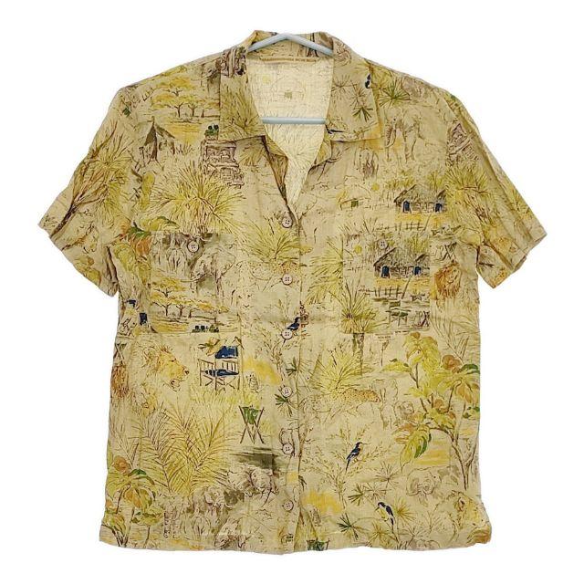 マドモアゼルノンノン 半袖シャツ リネン 100% オープンカラー 総柄 40 マドモアゼルノンノン 半袖シャツ リネン 100% オープンカラー 総柄 40