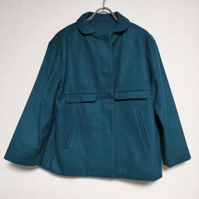 Lin francais d'antan ウール 丸襟 ショートコート ジャケット ブルー