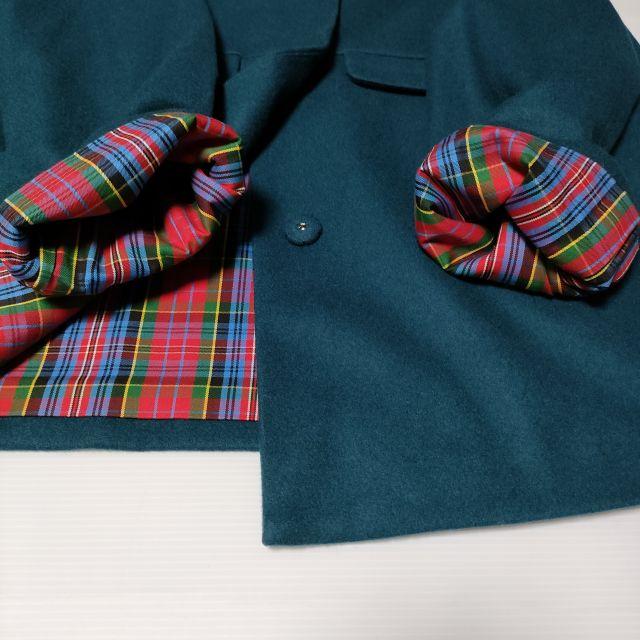 Lin francais d'antan ウール 丸襟 ショートコート ジャケット ブルー