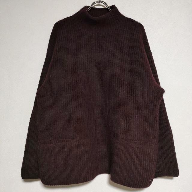 45R】45rpm 馬比古ウール100% チェック柄 ジャガードニットブラウス