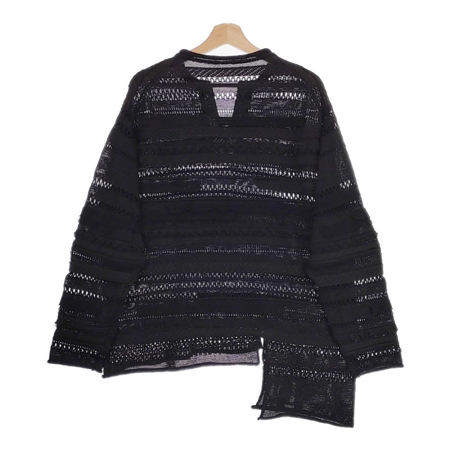 Y’s STRIPE OPENWORK ASYMMETRIC LONG SLEEVE PULLOVER yy-k73-684 サイズ2 ニット 24SS ブラック レディース ワイズ/Yohji【中古】4-1014M♪ Y's（ワイズ） Y's STRIPE OPENWORK ASYMMETRIC LONG SLEEVE PULLOVER