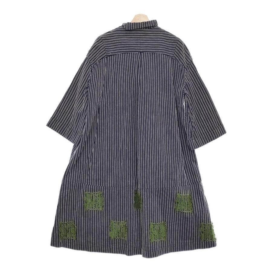 KAPITAL 羽織コート サイズ1/S 刺繍 ストライプ コットン コート ネイビー ホワイト レディース キャピタル【中古】4-1223M♪ KAPITAL（キャピタル） 羽織コート サイズ1/S 刺繍 ストライプ