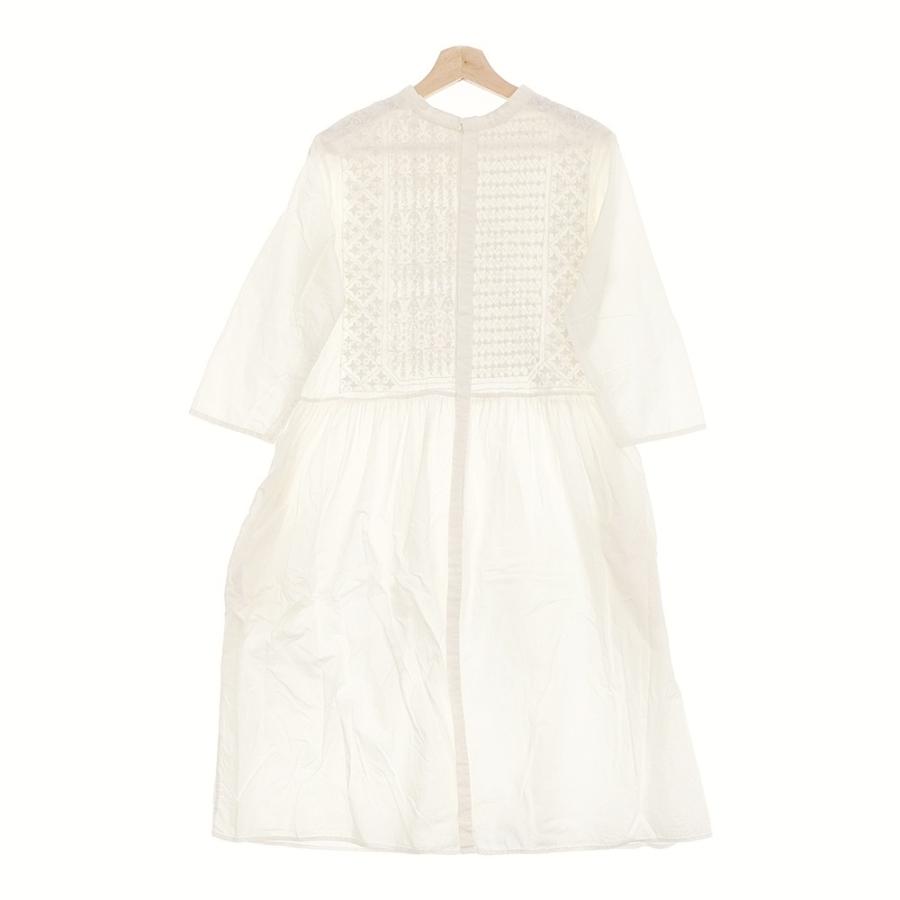 maison de soil SOIL バンドカラー ギャザー 刺繍入り バックボタン