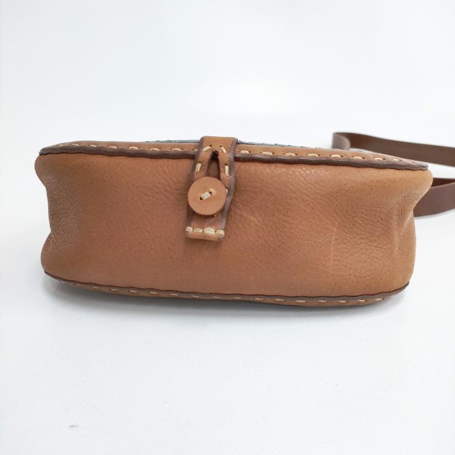 HENRY CUIR 蛇 パイソン ウロコ 鱗 レザー 花柄  ショルダーバッグ ブラウン  レディース アンリークイール【中古】4-1205G◆ HENRY CUIR 蛇 パイソン ウロコ 鱗 レザー 花柄 ショルダーバッグ