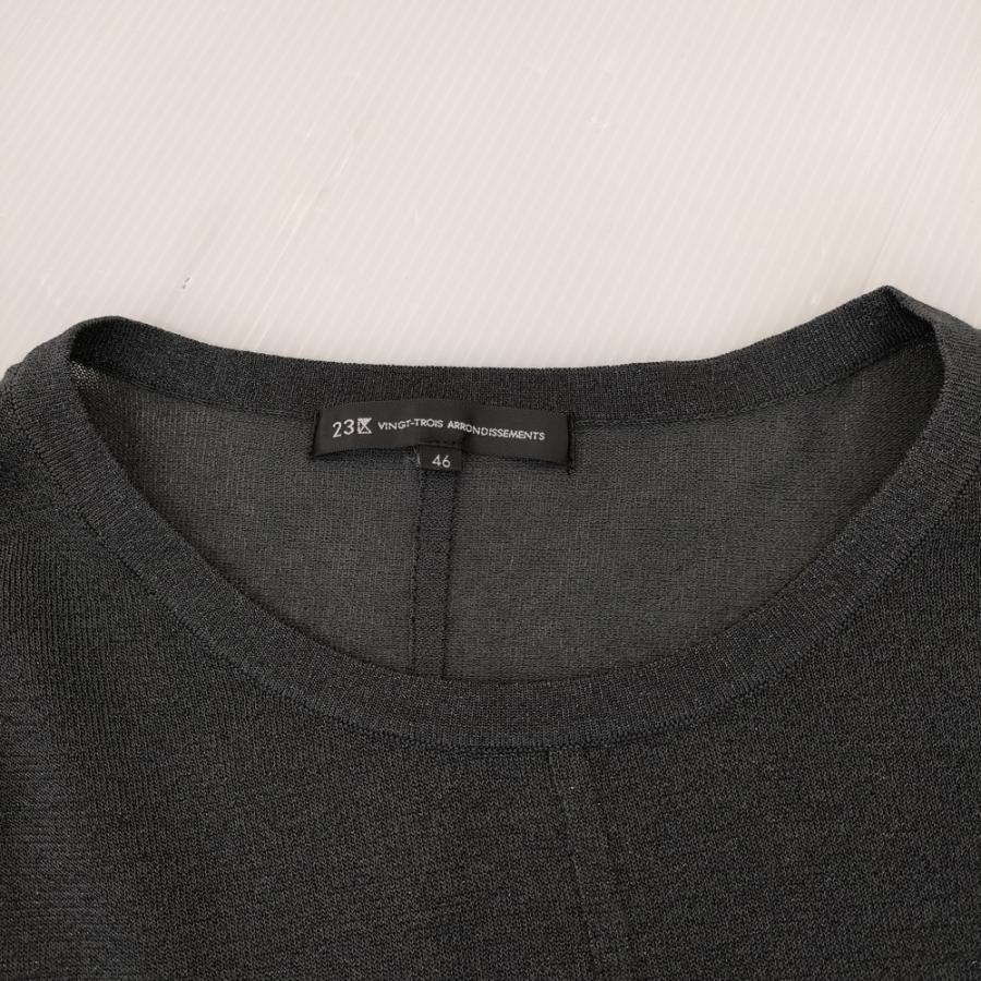 23区 洗える クリスピーシアールレックスフレンチスリーブプルオーバー 定価17050円 カットソー 24AW ブルーグレー レディース【中古】4-1129S♪ 洗える】クリスピーシアールレックス フレンチスリーブ プルオーバー