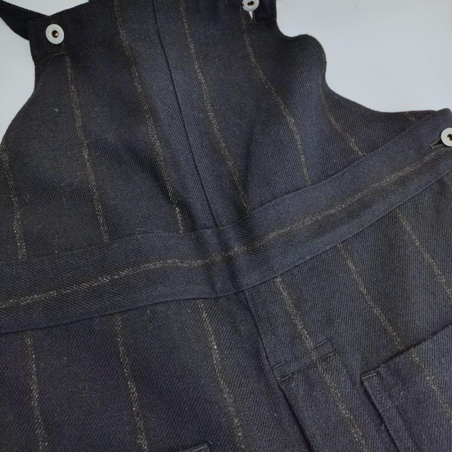 R&D.M.Co- ウールリネン サロペットパンツ サイズM ストライプ