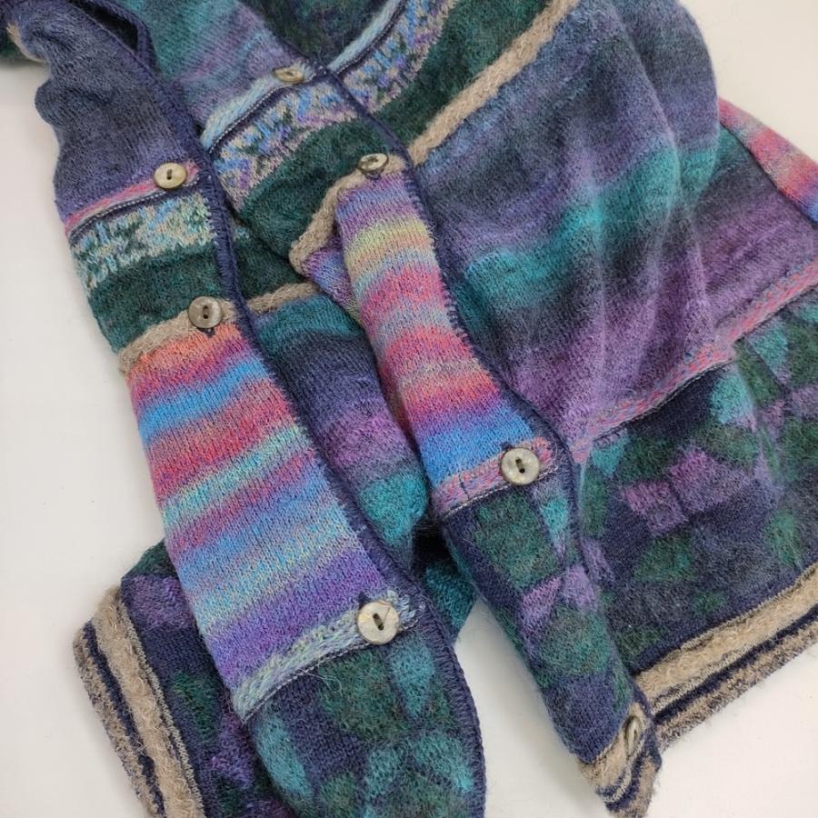 M.&KYOKO ニットカーディガン佐藤繊維3D マルチカラーアルパカ混