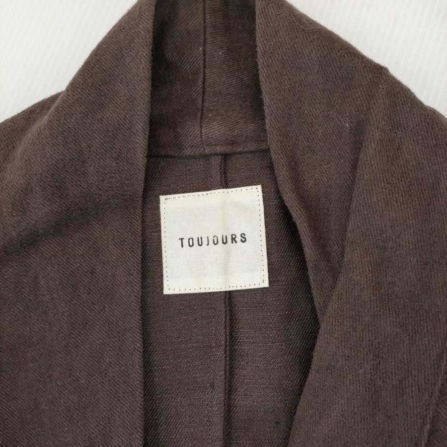 Toujours リネン ローブ 羽織り 起毛 ベルト付き コート ブラウン レディース トゥジュー【中古】5-0110T♪ TOUJOURS（トゥジュー） リネン ローブ 羽織り 起毛 ベルト付き コート