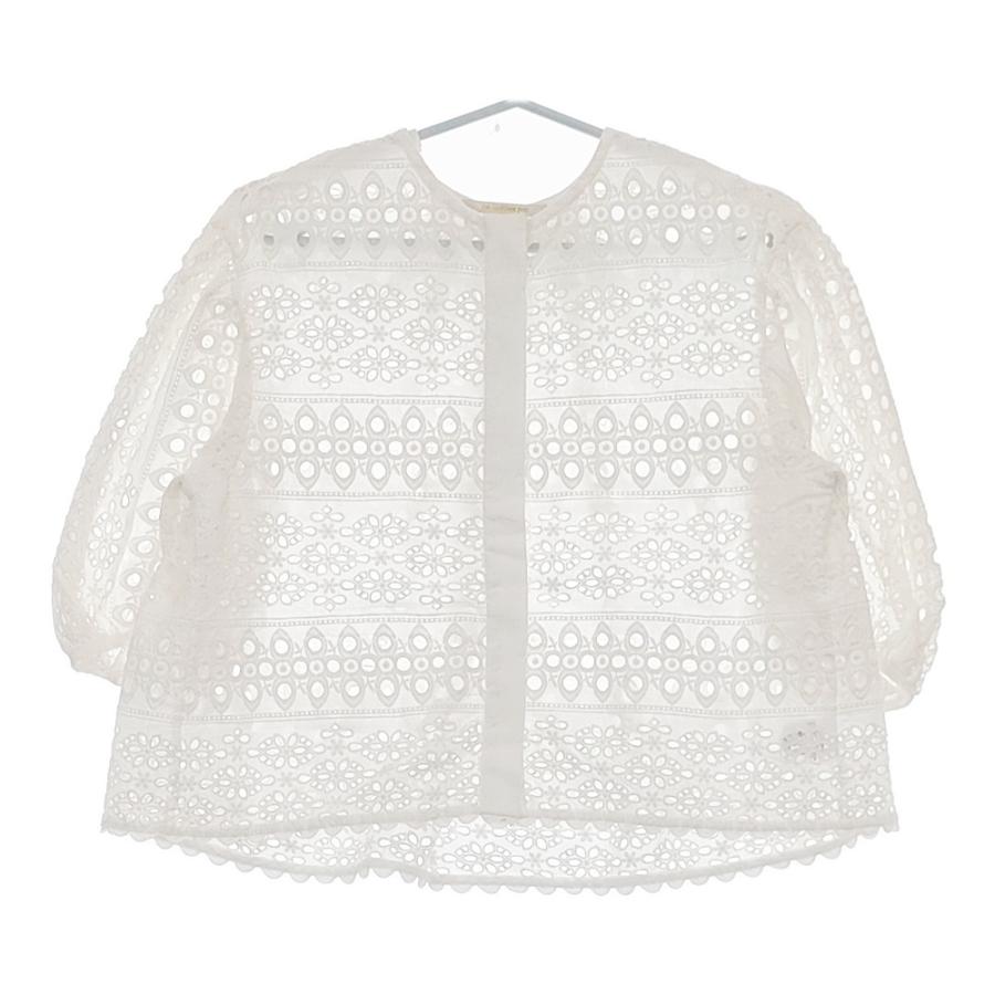 NE QUITTEZ PAS eclat別注 レースジャケット 七分袖 刺繍 カットワーク 010141GJ5EC ホワイト レディース ヌキテパ【中古】5-0525S△ NE QUITTEZ PAS!（ヌキテパ） NE QUITTEZ PAS eclat別注 レース