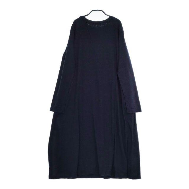 45r インディゴ リブ袖 R刺繍 製品染め ロングワンピース マキシ丈