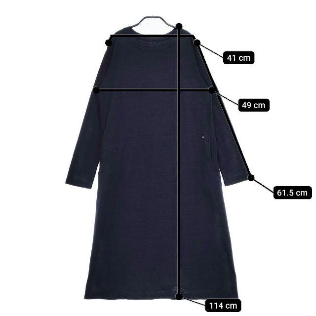 45r インディゴ リブ袖 R刺繍 製品染め ロングワンピース マキシ丈