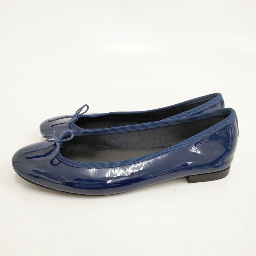 【未使用】レペット サンドリオン エナメルバレエシューズ ネイビー39 24.7 repetto（レペット） エナメル パテント サンドリオン サイズ39 1/2