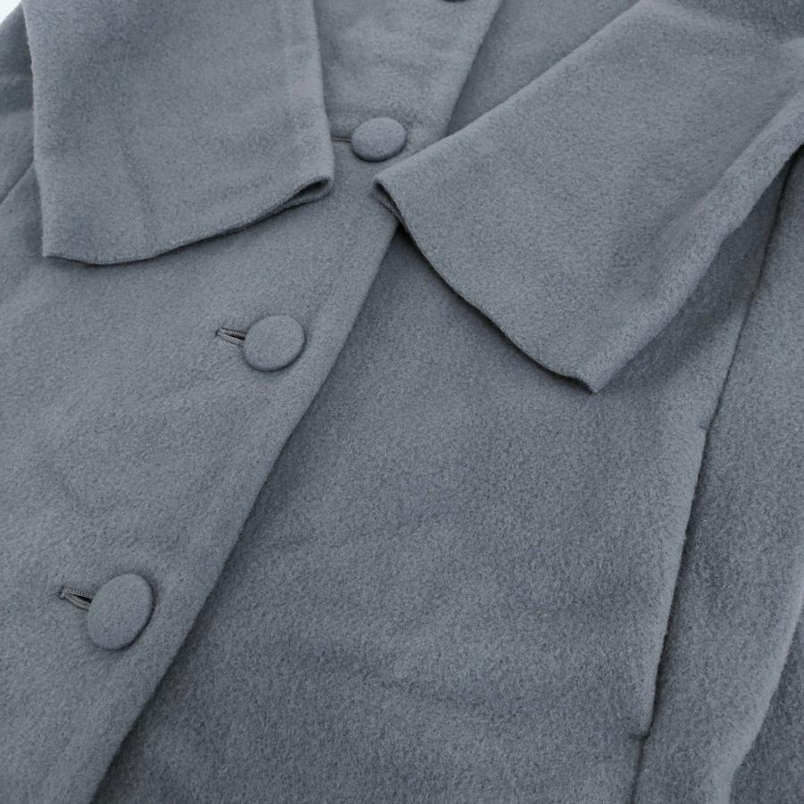 R&D.M.Co- ウールノーカラーコート ドロップショルダー コート ブルーグレー レディース オールドマンズテーラー【中古】5-1008T♪ R&D.M.Co- ウールノーカラーコート ドロップショルダー コート ブルー