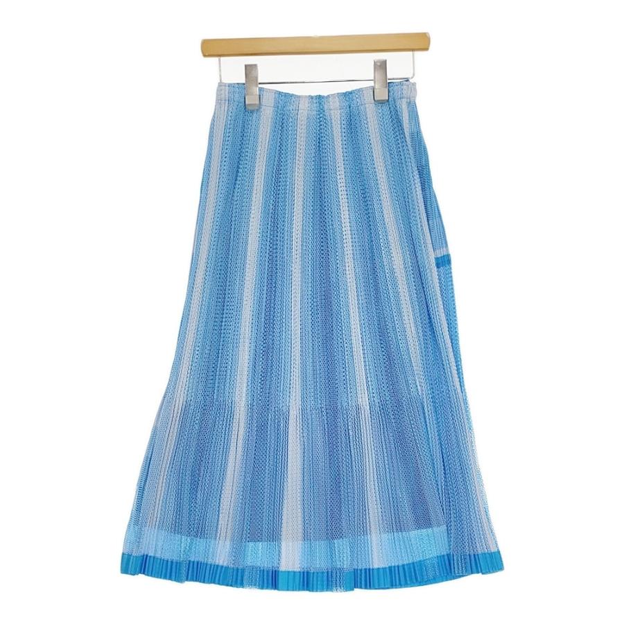PLEATS PLEASE ISSEY MIYAKE プリーツスカート ペチコート付 メッシュ PP71-JG723 Lブルー ホワイト レディース プリーツプリーズ【中古】5-0511M♪ PLEATS PLEASE ISSEY MIYAKE プリーツスカート ペチコート付き