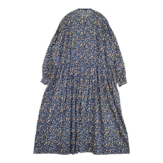 トゥジューtoujours 新品ネイビー花柄長袖ワンピース