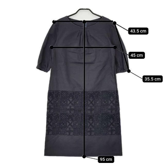 mina perhonen forest tile qa3900 刺繍 ワンピース チャコールグレー