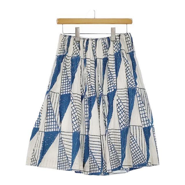 mina perhonen ts5917 montagne 手折りプリーツ ロングスカート ホワイト ブルー レディース ミナペルホネン【中古】5-0604M∞ mina perhonen（ミナペルホネン） mina perhonen ts5917 montagne