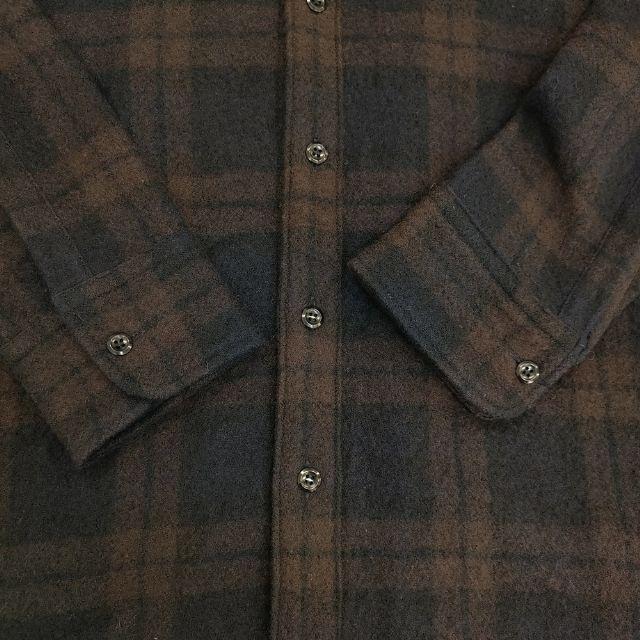 R&D.M.Co- ウール シャツワンピ チェック ワンピース 濃紺 ネイビー