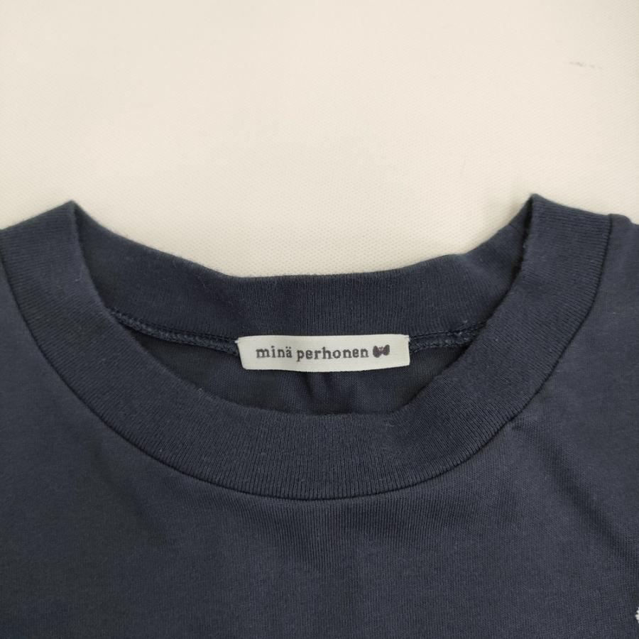 mina perhonen za8610 lisse サイズ38 コットン ワンポイント刺繍 長袖Ｔシャツ カットソー ネイビー レディース ミナペルホネン【中古】5-0509M♪ mina perhonen（ミナペルホネン） mina perhonen za8610 lisse サイズ