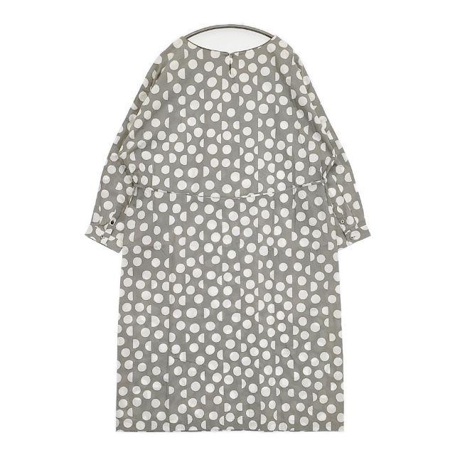 mina perhonen palkeet コットン シルク ドレス定価72600円 aas3889 ベルト付き ワンピース グレー ホワイト レディース ミナペルホネン【中古】5-0921M∞ mina perhonen（ミナペルホネン） mina perhonen palkeet コットン