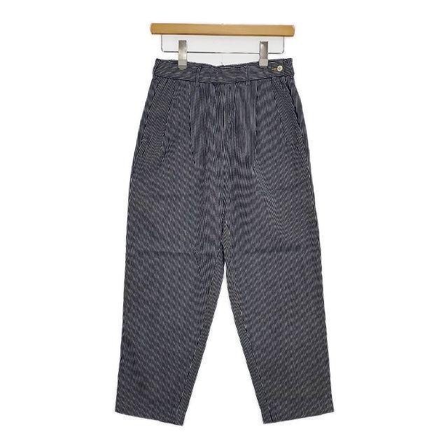 45R/45rpm 藍カディデニムタックイージーパンツ 定価46200円 ストライプ パンツ ネイビー ホワイト レディース フォーティーファイブアールピーエム【中古】5-0830G∞ 45R（フォーティファイブアール） 45R/45rpm 藍カディデニムタック