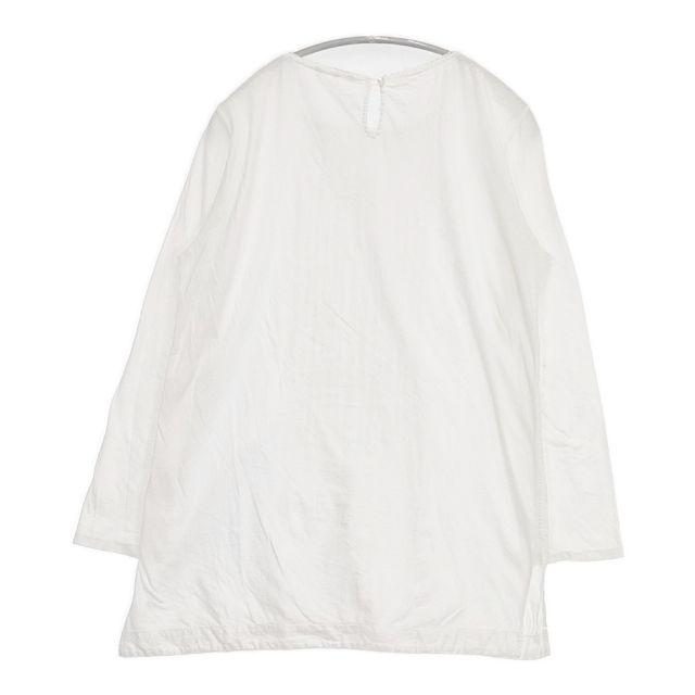 45R ピンタックのブラウスリネンブラウス Mサイズ R刺繡 白色 45R