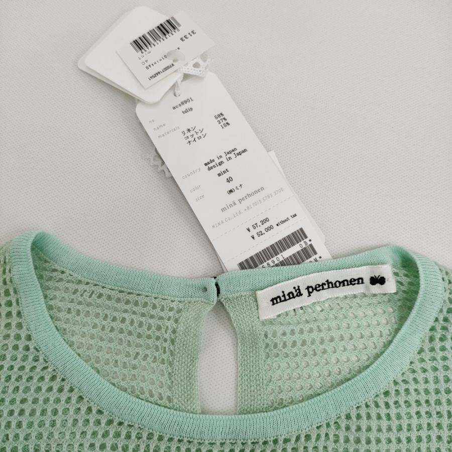 mina perhonen tulip 定価57200円 acs8901 mint サイズ40 クルーネック ニット 24SS ライトグリーン レディース ミナペルホネン【中古】5-0614M♪ mina perhonen（ミナペルホネン） mina perhonen tulip 定価57200円