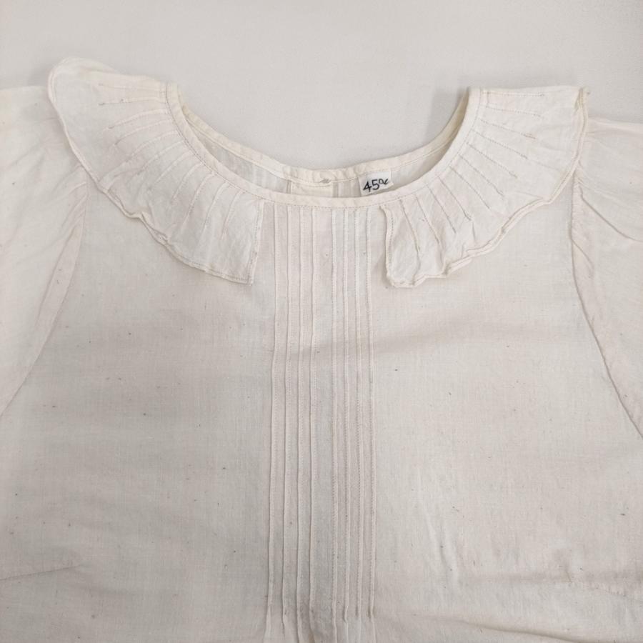 美品＊45R ピンタックシャツブラウス サイズ2 オフホワイト白 長袖 R刺繍