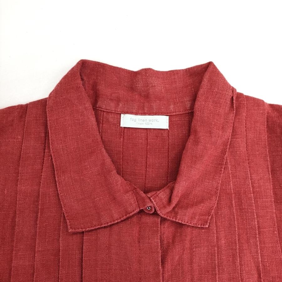 fog linen work リトアニアリネン ピンタック 長袖 シャツワンピース