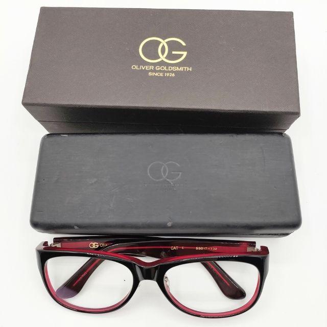 Oliver Goldsmith CAT 55□17-132 度なし メガネ ブラック レッド  