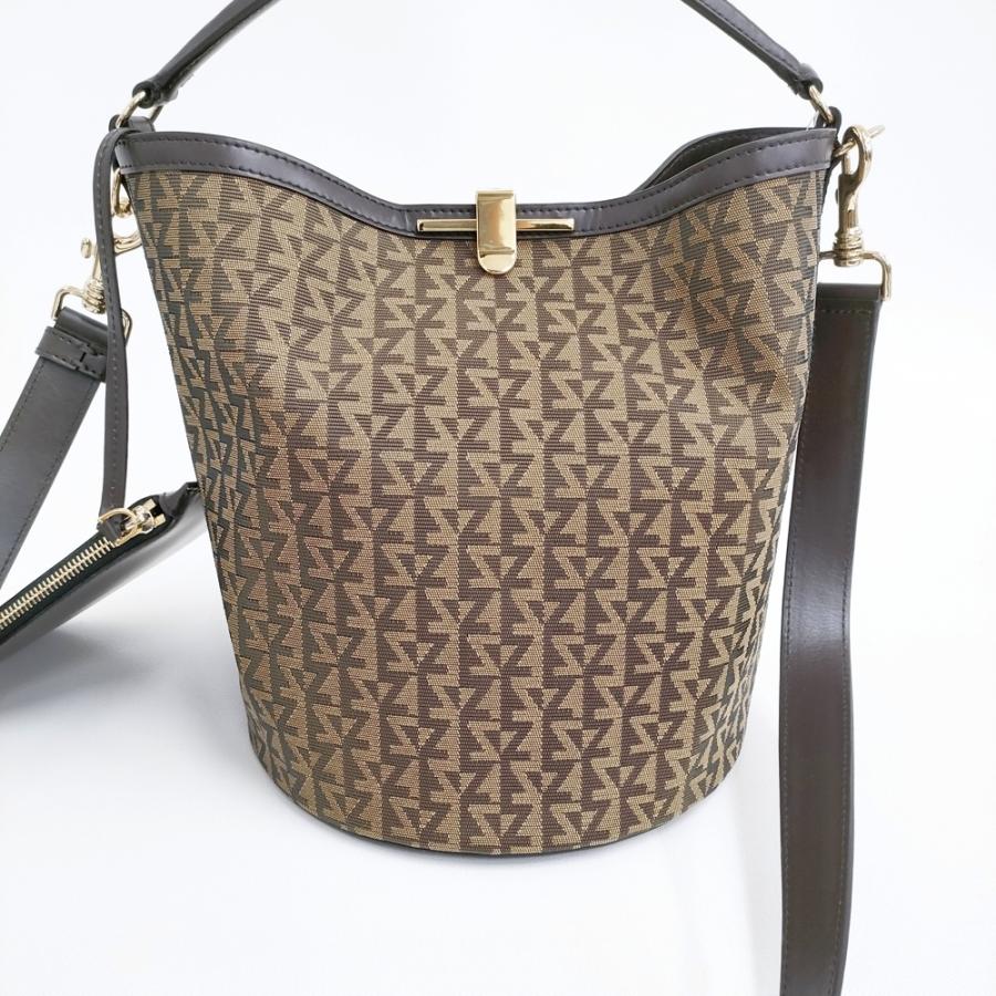 ZANCHETTI AMLETO BUCKET ジャガード バケツバッグ ショルダーバッグ ベージュ レディース ザンケッティ【中古】5-0628G♪ ZANCHETTI AMLETO BUCKET ジャガード バケツバッグ ショルダーバッグ