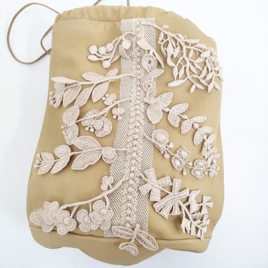 mina perhonen ya9820 forest parade レザー レース 巾着バッグ  