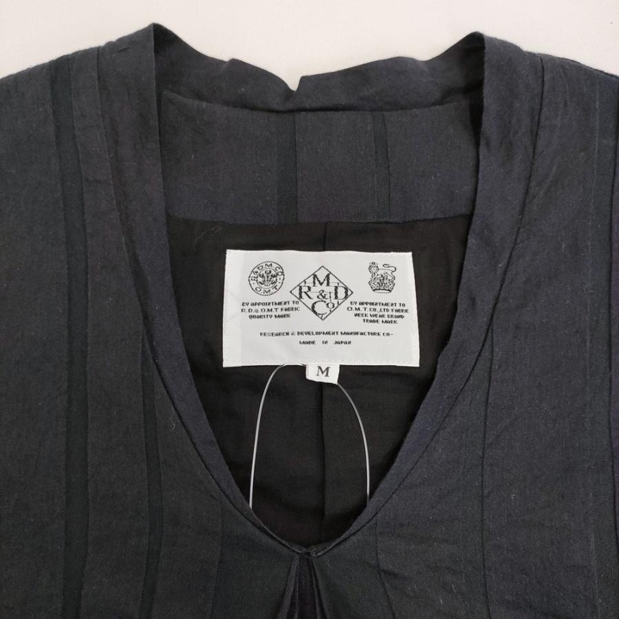 R&D.M.Co- コットンリネンシルク サイズM Vネック ワンピース ネイビー