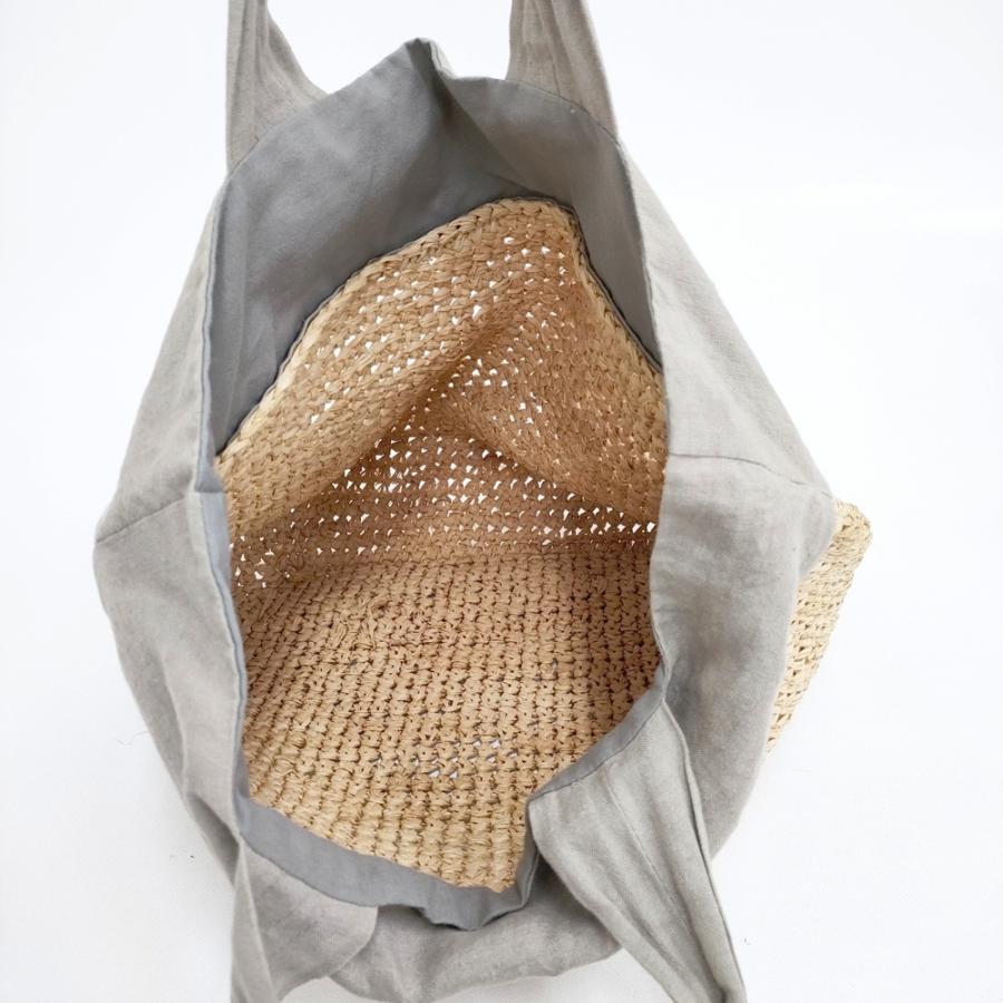 中川政七商店 ラフィアとリネンの横長トートバッグ かごバッグ
