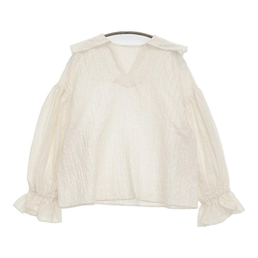 qiri ギャザースリーブブラウス 定価28600円 63-01-BL-006-24-2 刺繍  