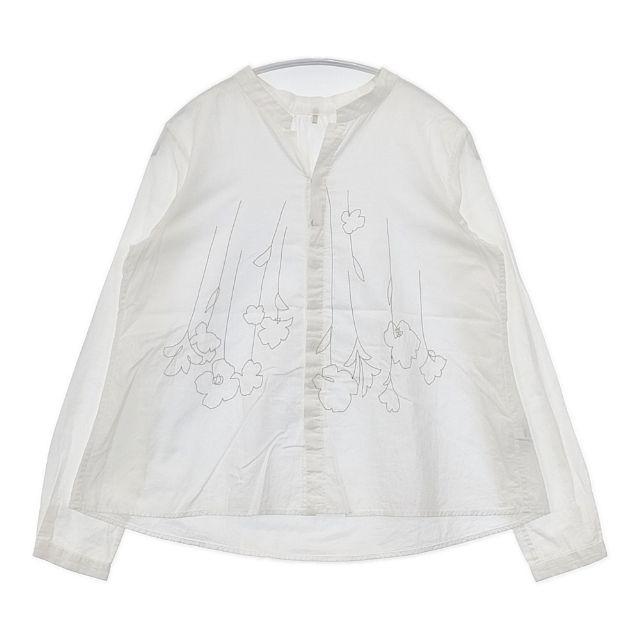Pal'las Palace コットン 刺繍 スキッパー 比翼ボタン ブラウス シャツ ホワイト レディース パラスパレス【中古】6-0307M∞ Pal'las Palace（パラスパレス） コットン 刺繍 スキッパー 比翼ボタン