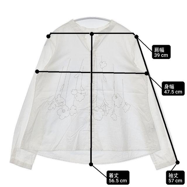 Pal'las Palace コットン 刺繍 スキッパー 比翼ボタン ブラウス シャツ ホワイト レディース パラスパレス【中古】6-0307M∞ Pal'las Palace（パラスパレス） コットン 刺繍 スキッパー 比翼ボタン