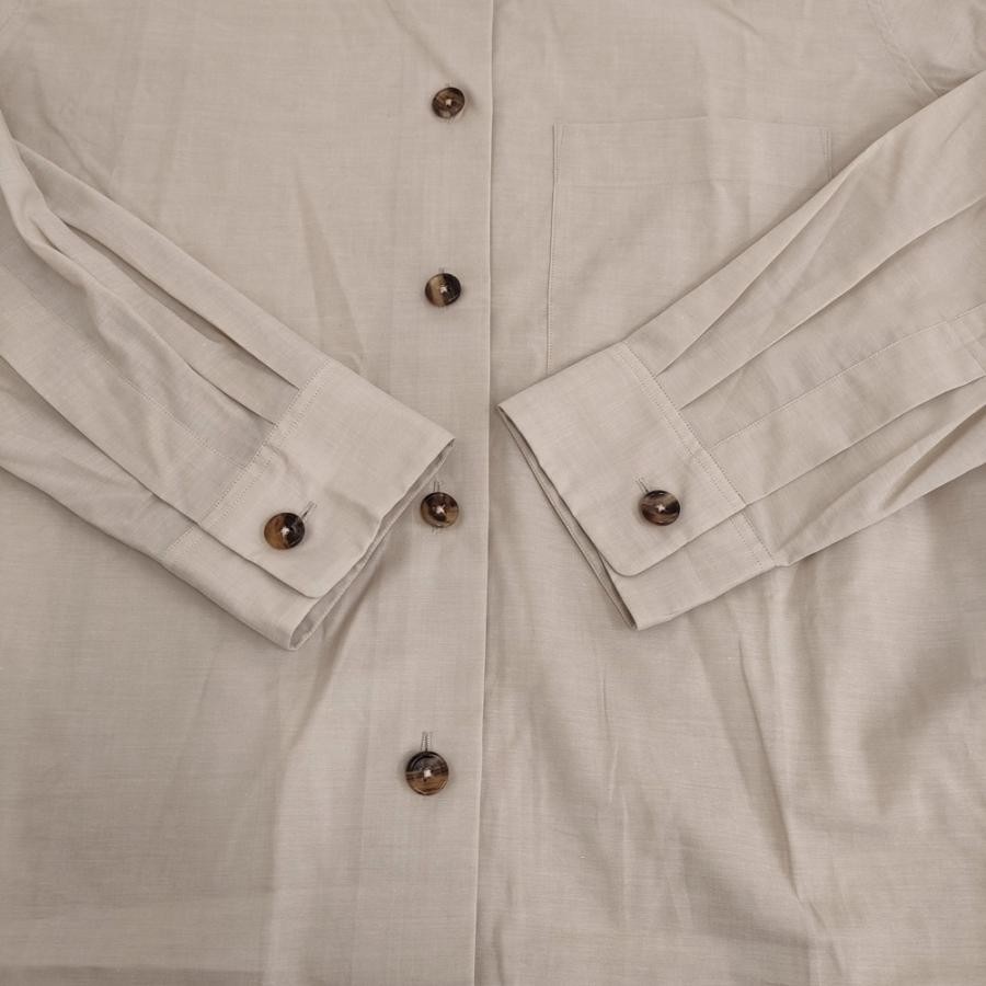 MARGARET HOWELL 新品 578-4253100 サイズ3 バンドカラー 長袖シャツ 24AW ベージュ レディース マーガレットハウエル【中古】5-0908M♪ MARGARET HOWELL（マーガレットハウエル） 新品 578-4253100 サイズ3