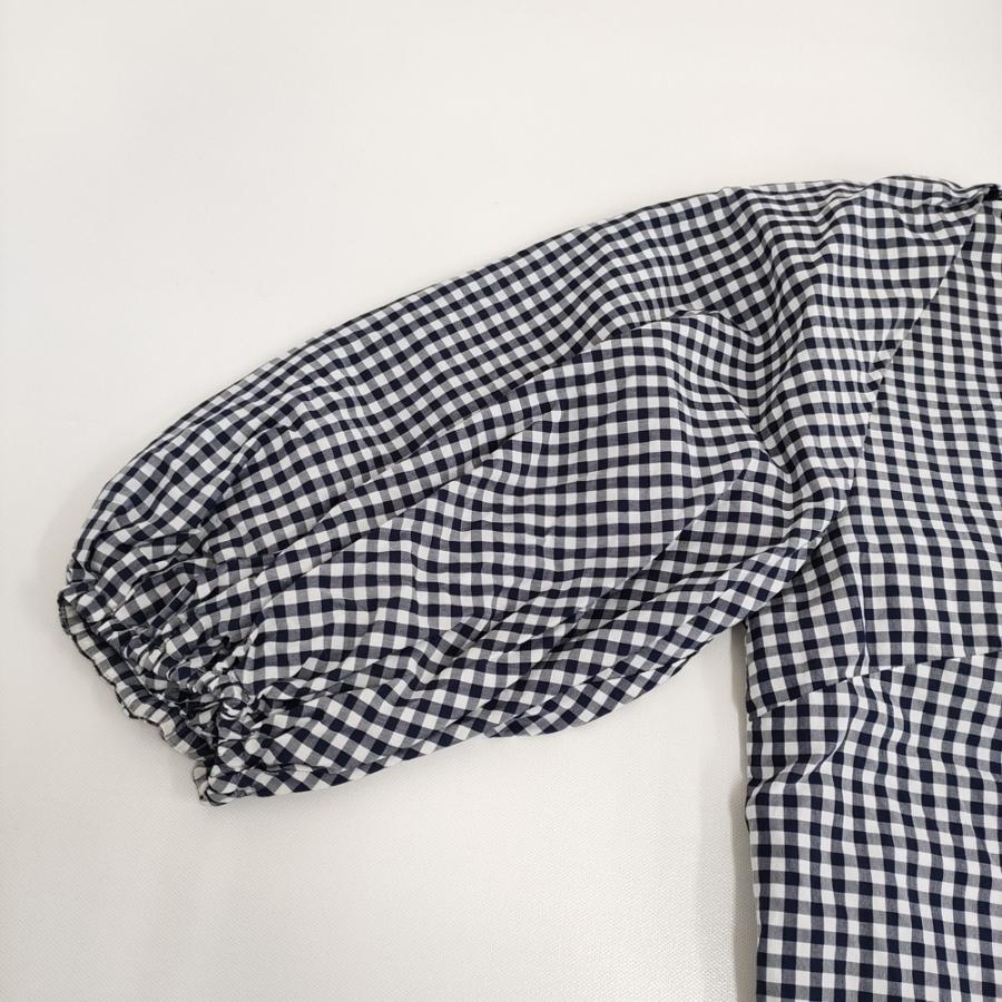 saqui vichy big sleeve blouse 38 定価33000円 コットンシルク  