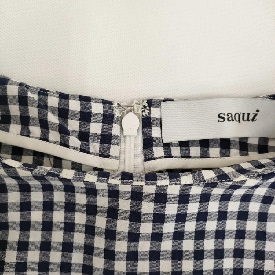 saqui vichy big sleeve blouse 38 定価33000円 コットンシルク  