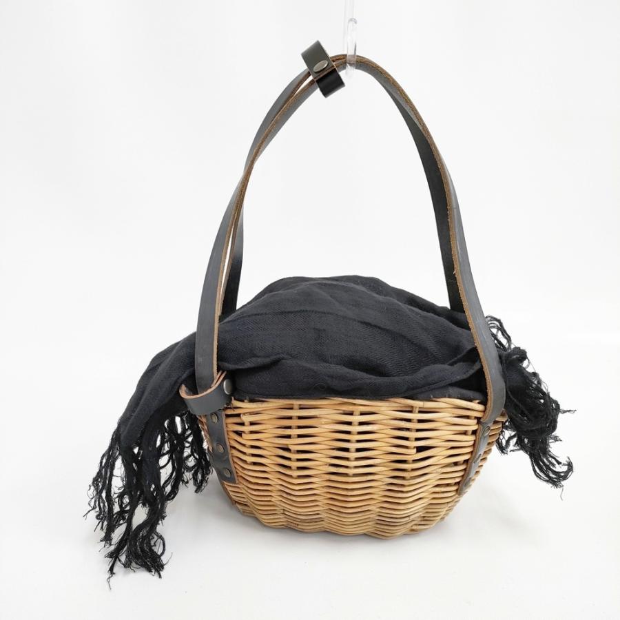 ebagos 小ぶりバッグ ブライドルレザー×紅藤 2016SS かごバッグ ブラック レディース エバゴス【中古】5-1001G◎ ebagos 小ぶりバッグ ブライドルレザー×紅藤 2016SS かごバッグ