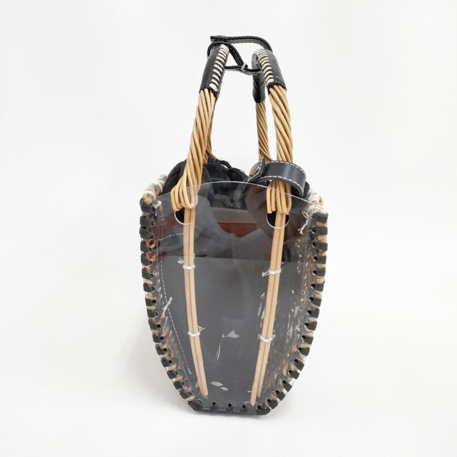 エバゴス籠　レア ebagos レザー×紅籐 クリア 2016SS かごバッグ ベージュ