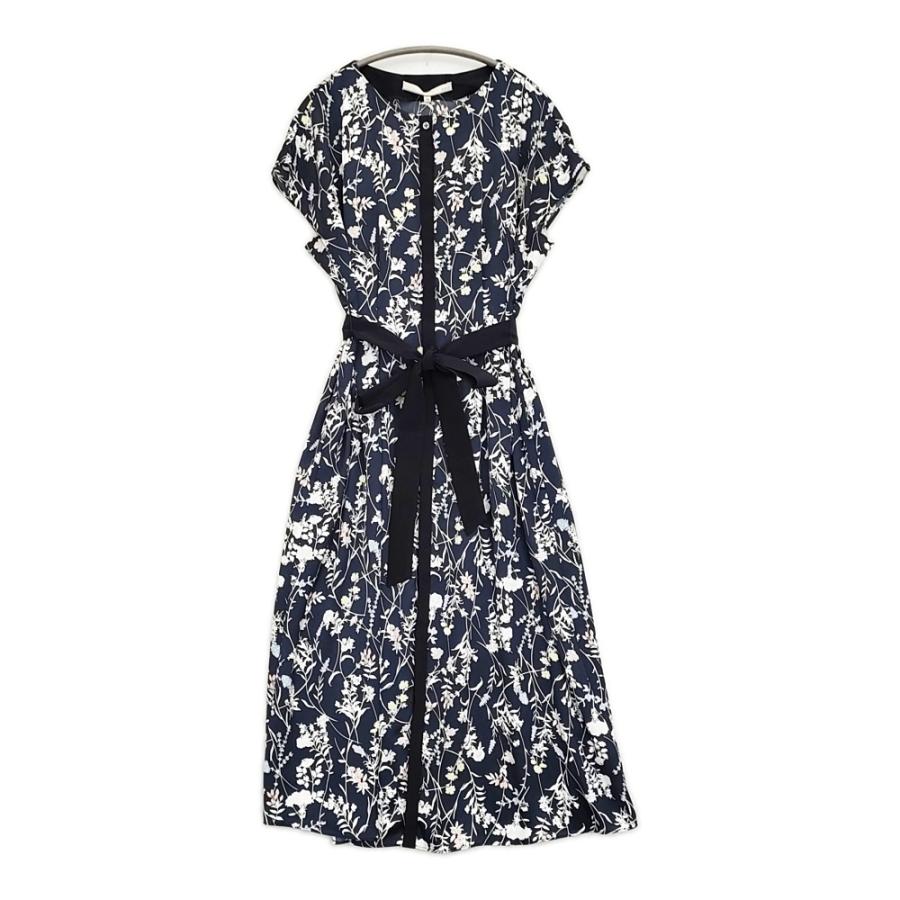 自由区 ハーバルフロープリントワンピース 洗える サイズ38 OPWMSM1415 定価34980円 ネイビー ホワイト レディース 自由区【中古】5-0930S♪ 自由区 ハーバルフロープリントワンピース 洗える サイズ38 OPWMSM1415