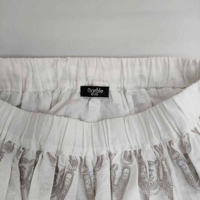 marble sud 未使用 ヤッホーベア 刺繍 コットンリネン ロングスカート  